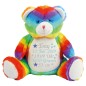 Preview: Bär Regenbogen bestickt mit Sterne und Name